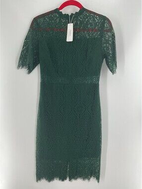Zalalus NWT Women’s Formal Size 6 Green Body Con Dress Lace Overlay 100